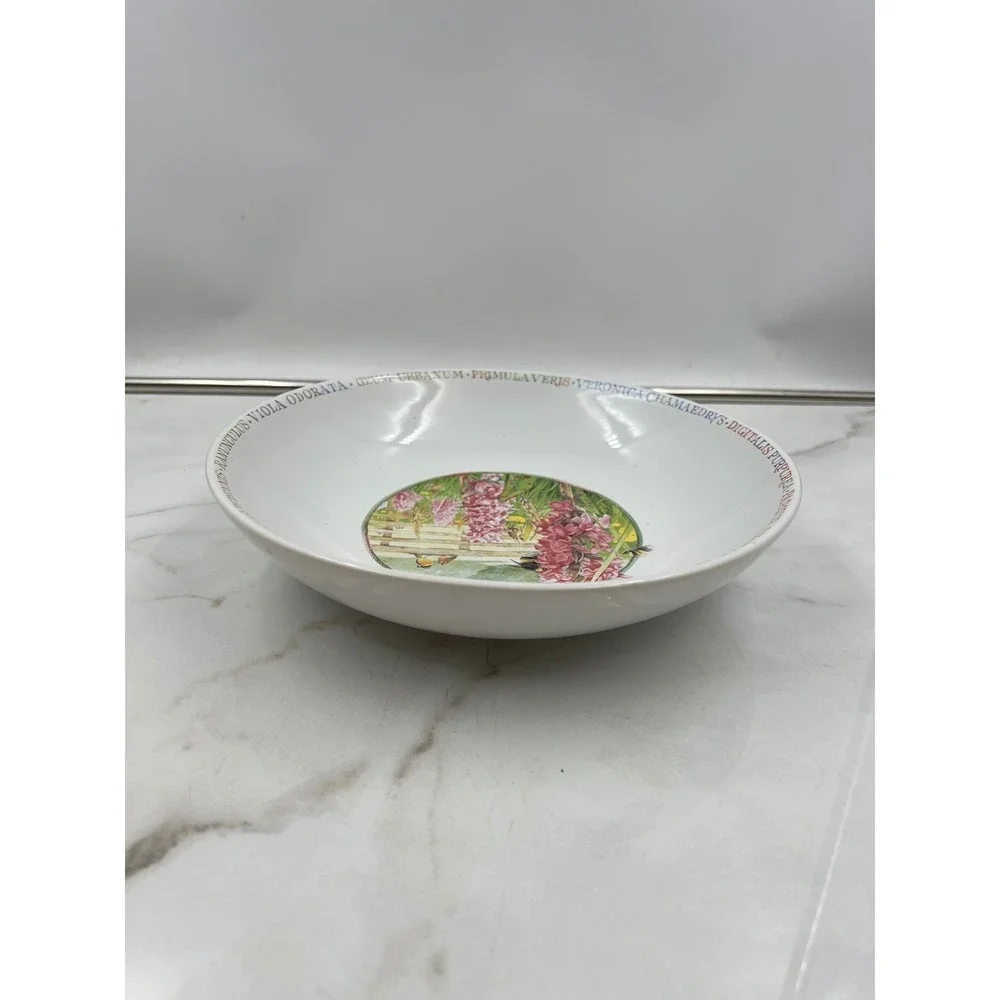 Vtg Marjolein Bastin Wildflower Meadow Pasta Soup Bowl Botanical Bees Birds 8.5